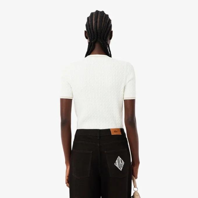 Short Sleeved Cable Knit Sweater