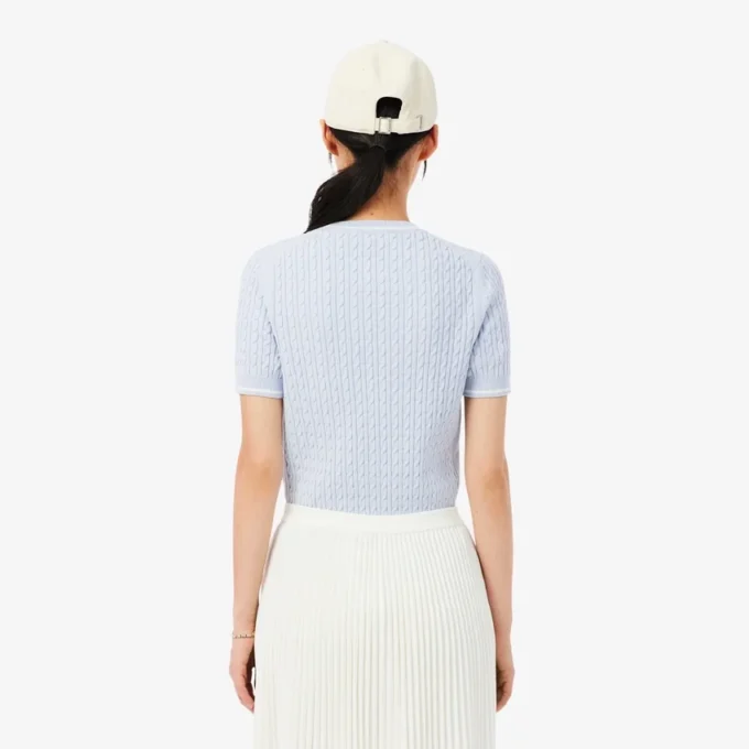 Short Sleeved Cable Knit Sweater