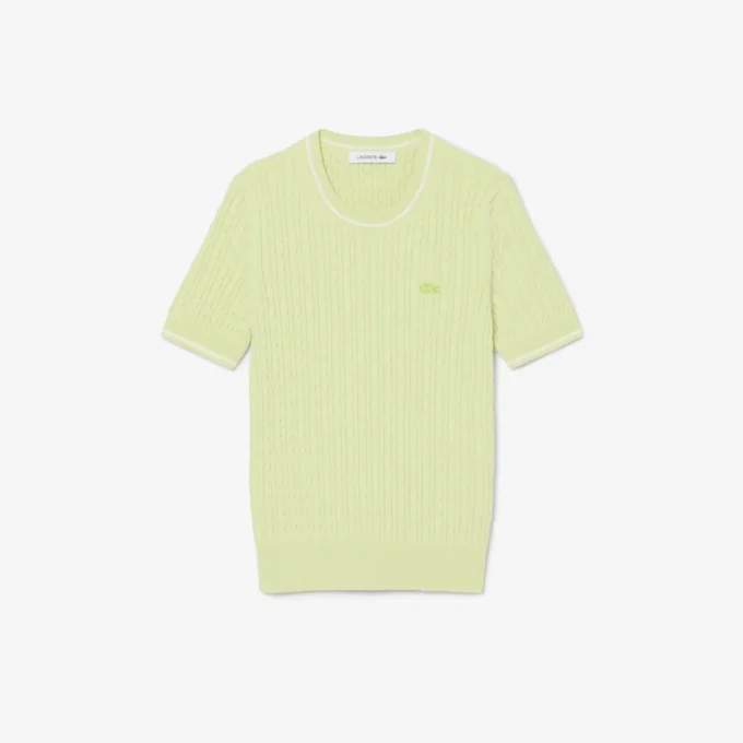 Short Sleeved Cable Knit Sweater