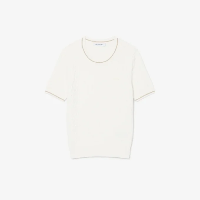Short Sleeved Cable Knit Sweater