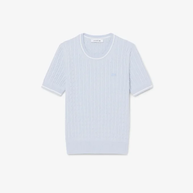 Short Sleeved Cable Knit Sweater