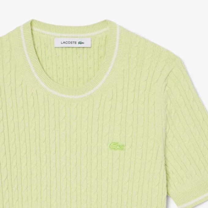 Short Sleeved Cable Knit Sweater
