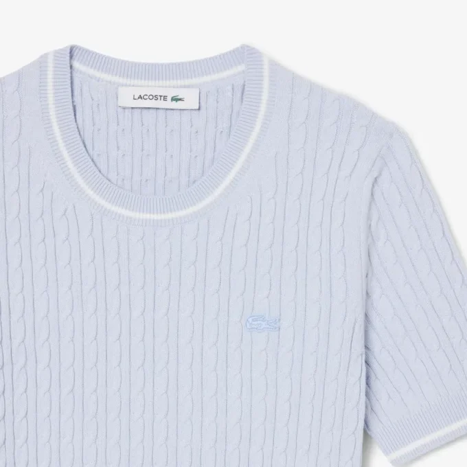 Short Sleeved Cable Knit Sweater