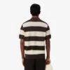 Short Sleeved Striped Polo Collar Sweater
