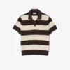 Short Sleeved Striped Polo Collar Sweater