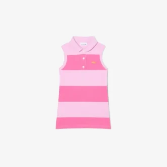 Sleeveless Striped Petit Piqua Polo Dress