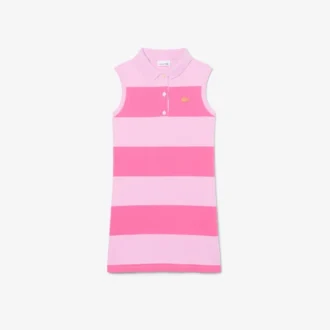 Sleeveless Striped Petit Piqua Polo Dress
