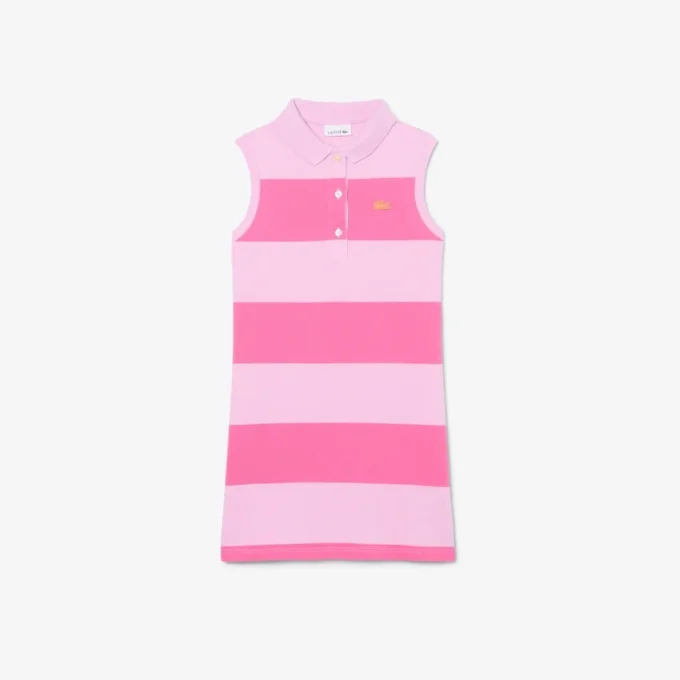 Sleeveless Striped Petit Piqua Polo Dress