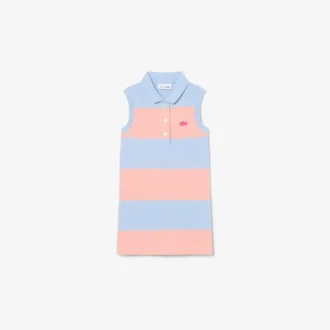 Sleeveless Striped Petit Piqua Polo Dress