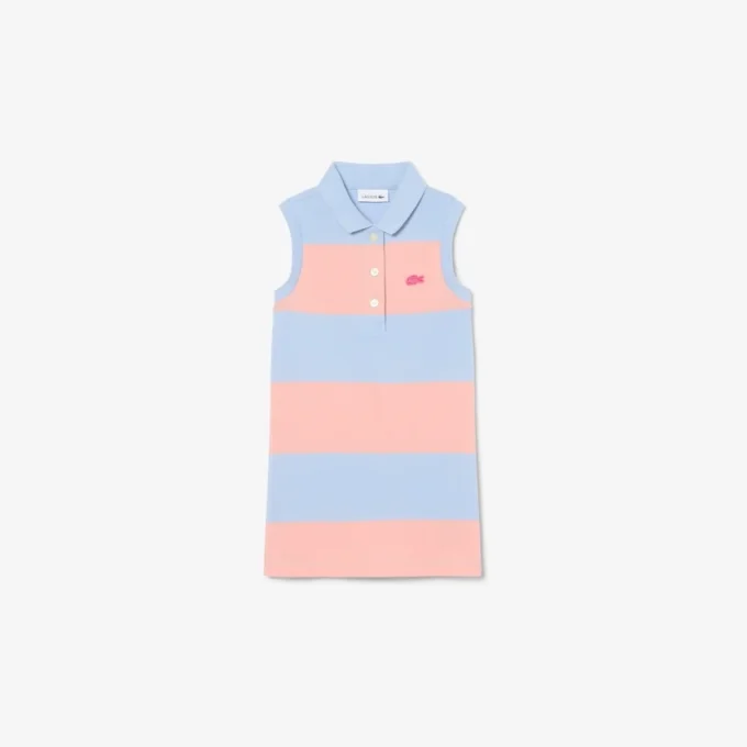 Sleeveless Striped Petit Piqua Polo Dress
