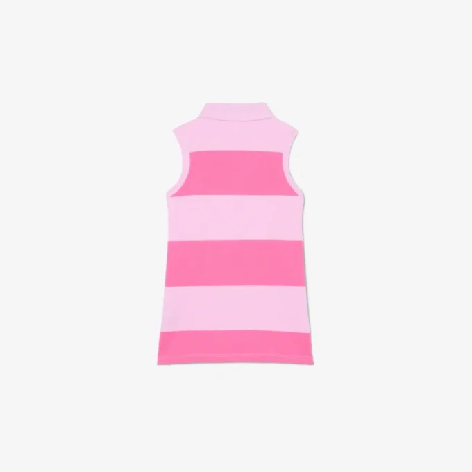 Sleeveless Striped Petit Piqua Polo Dress