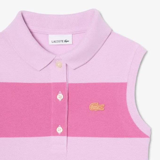 Sleeveless Striped Petit Piqua Polo Dress