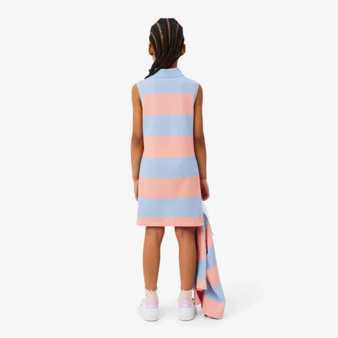 Sleeveless Striped Petit Piqua Polo Dress