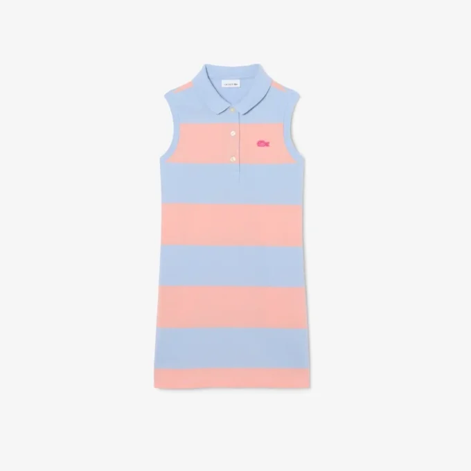 Sleeveless Striped Petit Piqua Polo Dress