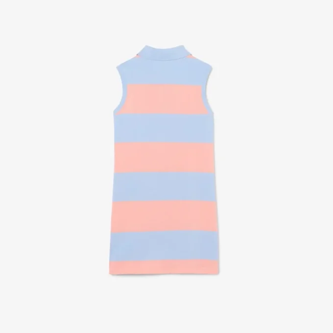 Sleeveless Striped Petit Piqua Polo Dress
