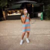 Sleeveless Striped Petit Piqua Polo Dress