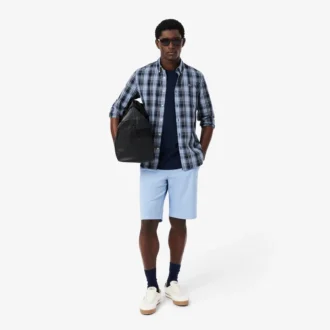 Slim Fit Gingham Print Stretch Poplin Shirt