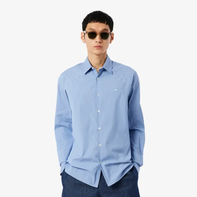 Slim Fit Striped Stretch Poplin Shirt