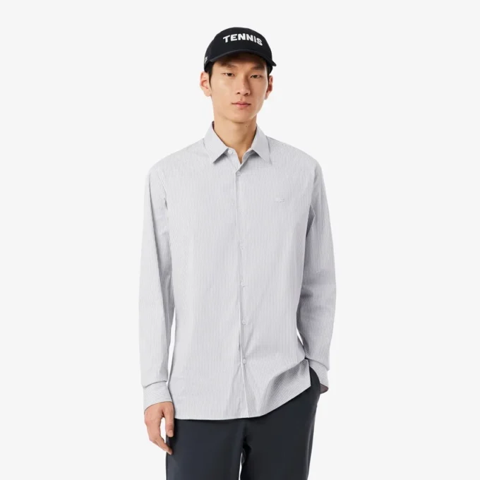Slim Fit Striped Stretch Poplin Shirt