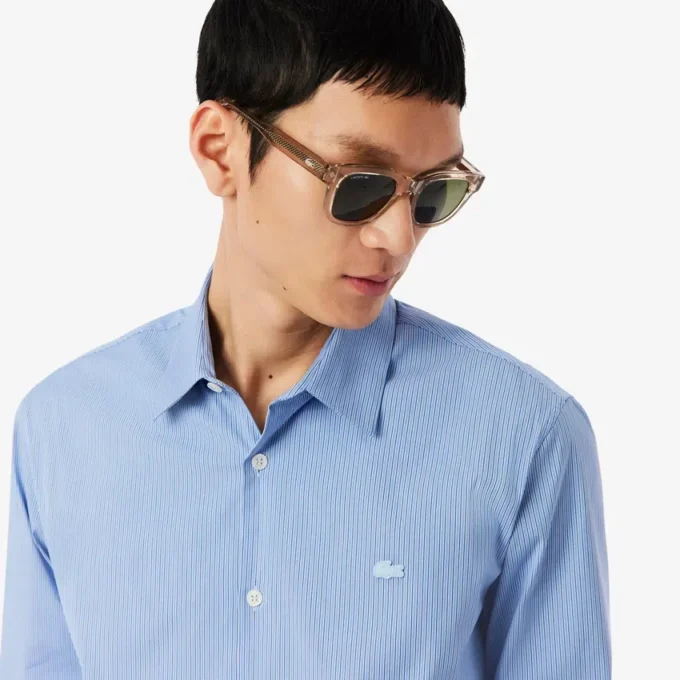 Slim Fit Striped Stretch Poplin Shirt