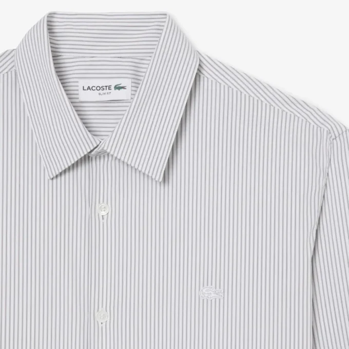 Slim Fit Striped Stretch Poplin Shirt