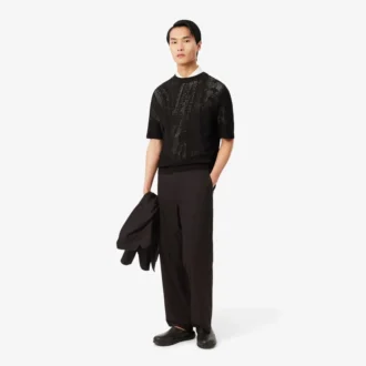 Straight Fit Striped Cotton Suit Pants