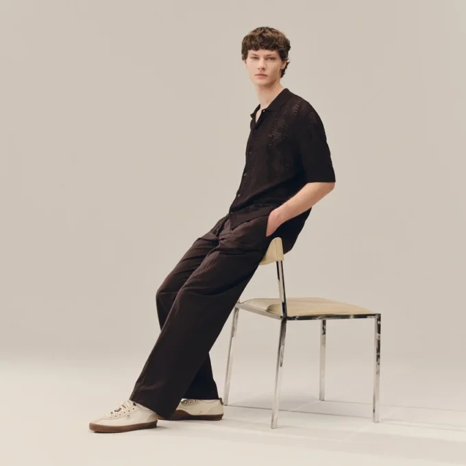 Straight Fit Striped Cotton Suit Pants