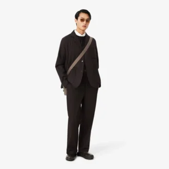 Straight Fit Striped Cotton Suit Pants