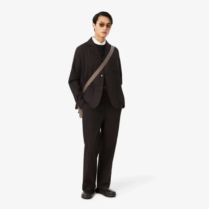 Straight Fit Striped Cotton Suit Pants
