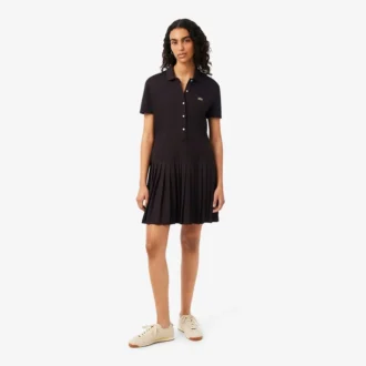 Stretch Piqua Pleated Polo Dress