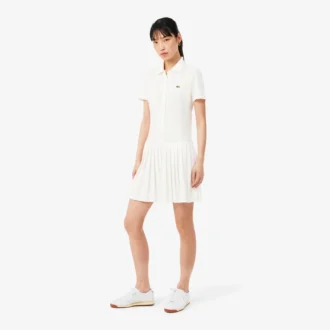 Stretch Piqua Pleated Polo Dress