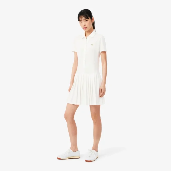 Stretch Piqua Pleated Polo Dress