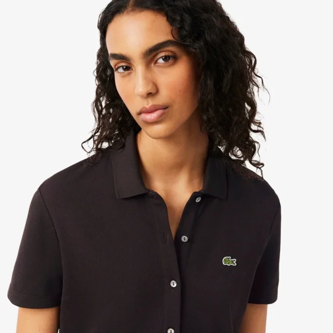 Stretch Piqua Pleated Polo Dress