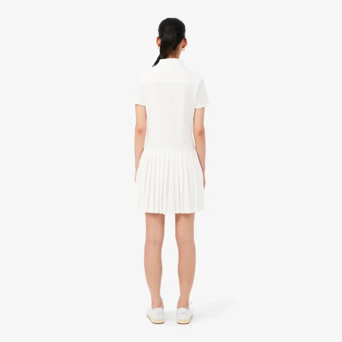 Stretch Piqua Pleated Polo Dress