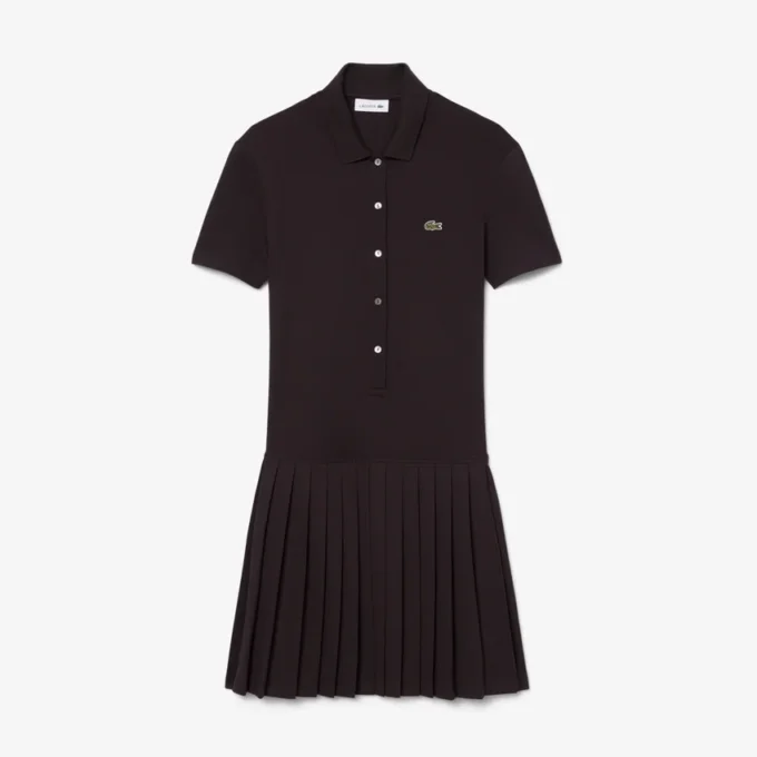 Stretch Piqua Pleated Polo Dress