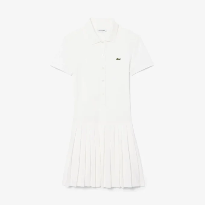 Stretch Piqua Pleated Polo Dress
