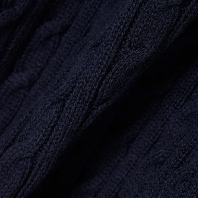 Striped Cable Knit Polo Collar Sweater