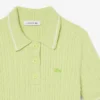 Striped Cable Knit Polo Collar Sweater