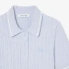 Striped Cable Knit Polo Collar Sweater