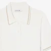 Striped Cable Knit Polo Collar Sweater
