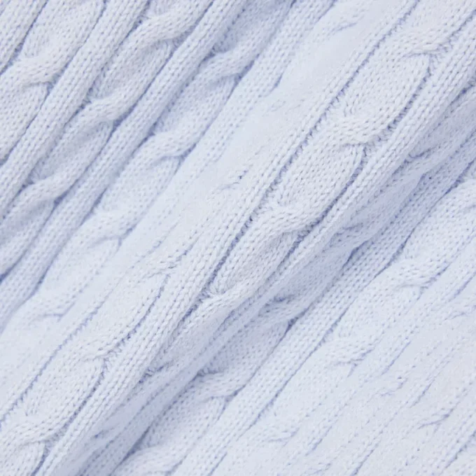 Striped Cable Knit Polo Collar Sweater