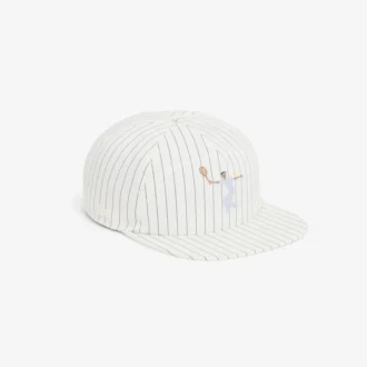 Striped Embroidered Cotton Twill Cap