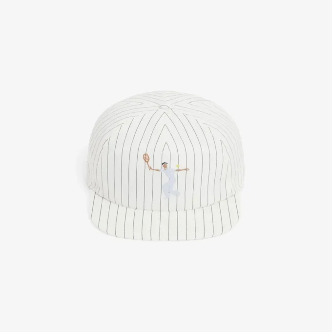 Striped Embroidered Cotton Twill Cap