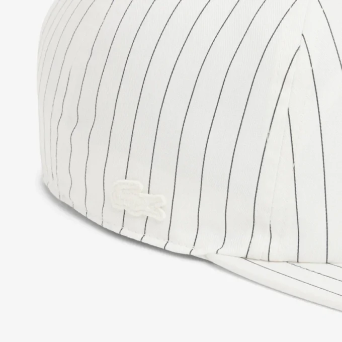 Striped Embroidered Cotton Twill Cap