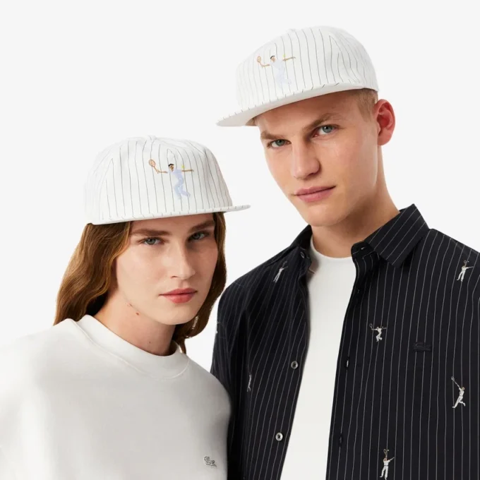 Striped Embroidered Cotton Twill Cap