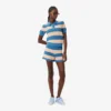 Striped Mesh Knit Polo Collar Sweater