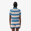 Striped Mesh Knit Polo Collar Sweater