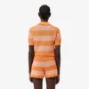 Striped Mesh Knit Polo Collar Sweater