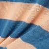 Striped Mesh Knit Polo Collar Sweater