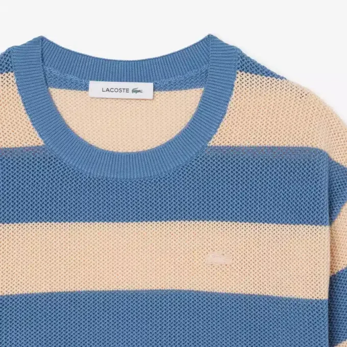 Striped Mesh Knit T-Shirt